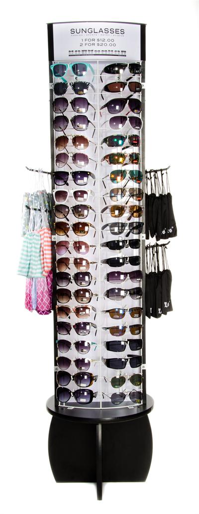 Rotating Floor Sunglass Display Rack Holds 80 Sunglasses Fl 80 Blk 